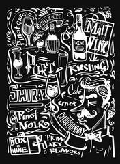 set of wine design elements