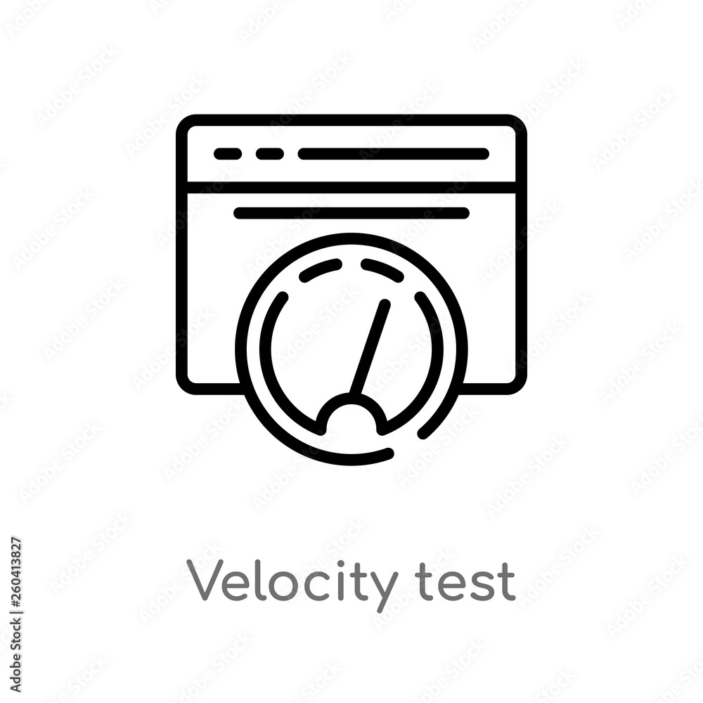 Aufkleber outline velocity test vector icon. isolated black simple line element illustration from marketing co