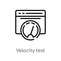 outline velocity test vector icon. isolated black simple line element illustration from marketing concept. editable vector stroke velocity test icon on white background