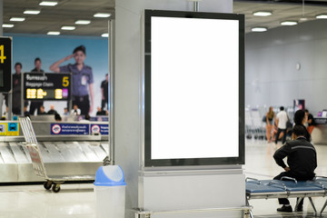 blank advertising billboard at airport,Mock up Poster media template Ads display in Subway station...