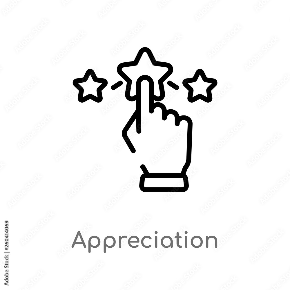 Poster outline appreciation vector icon. isolated black simple line element illustration from marketing con