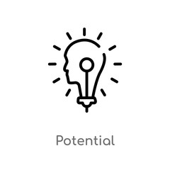 outline potential vector icon. isolated black simple line element illustration from marketing concept. editable vector stroke potential icon on white background