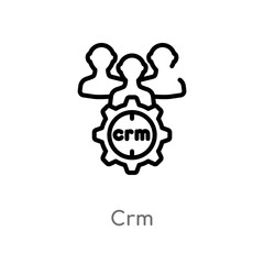 outline crm vector icon. isolated black simple line element illustration from marketing concept. editable vector stroke crm icon on white background