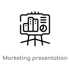 outline marketing presentation vector icon. isolated black simple line element illustration from marketing concept. editable vector stroke marketing presentation icon on white background