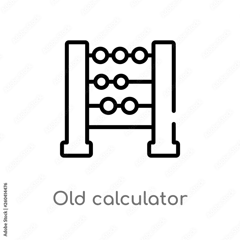 Poster outline old calculator vector icon. isolated black simple line element illustration from measurement