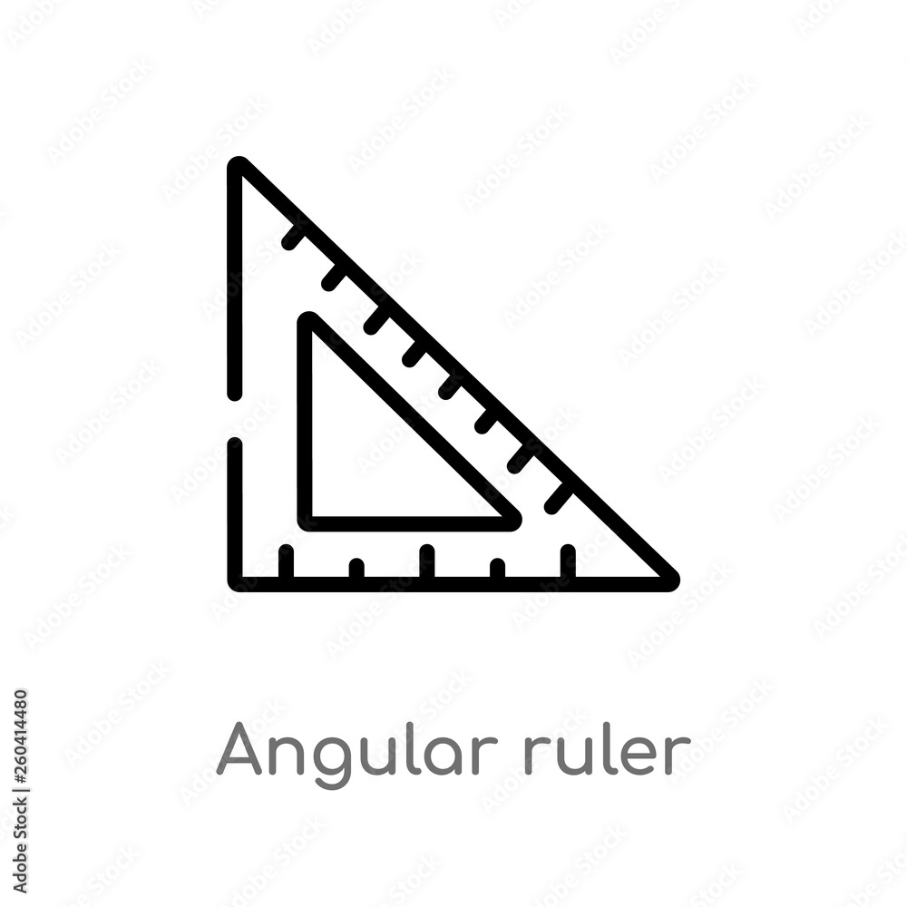 Poster outline angular ruler vector icon. isolated black simple line element illustration from measurement 