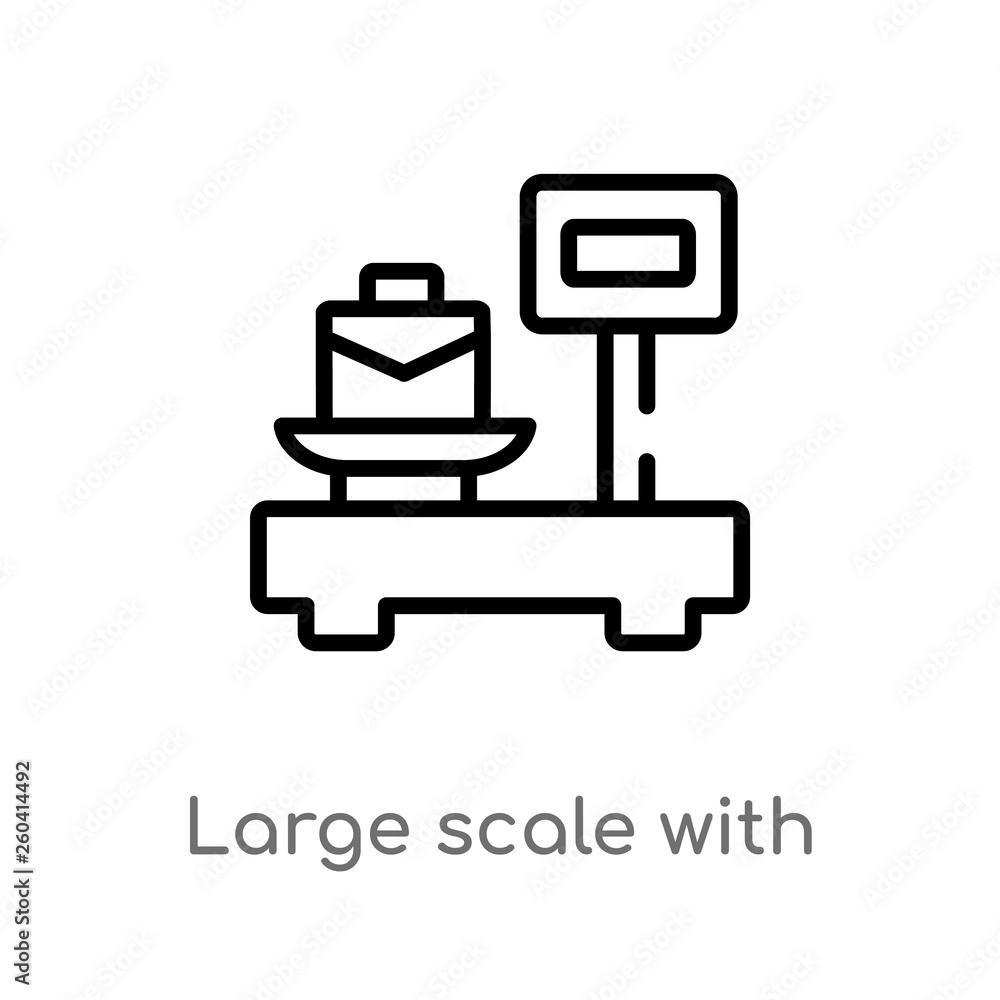 Poster outline large scale with suitcase vector icon. isolated black simple line element illustration from 
