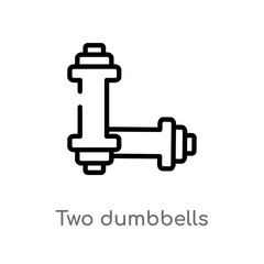 outline two dumbbells vector icon. isolated black simple line element illustration from measurement concept. editable vector stroke two dumbbells icon on white background