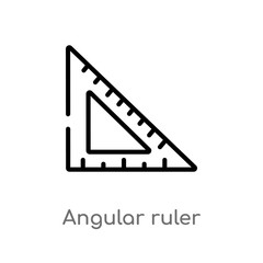 outline angular ruler vector icon. isolated black simple line element illustration from measurement concept. editable vector stroke angular ruler icon on white background