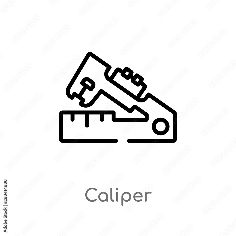 Poster outline caliper vector icon. isolated black simple line element illustration from measurement concep