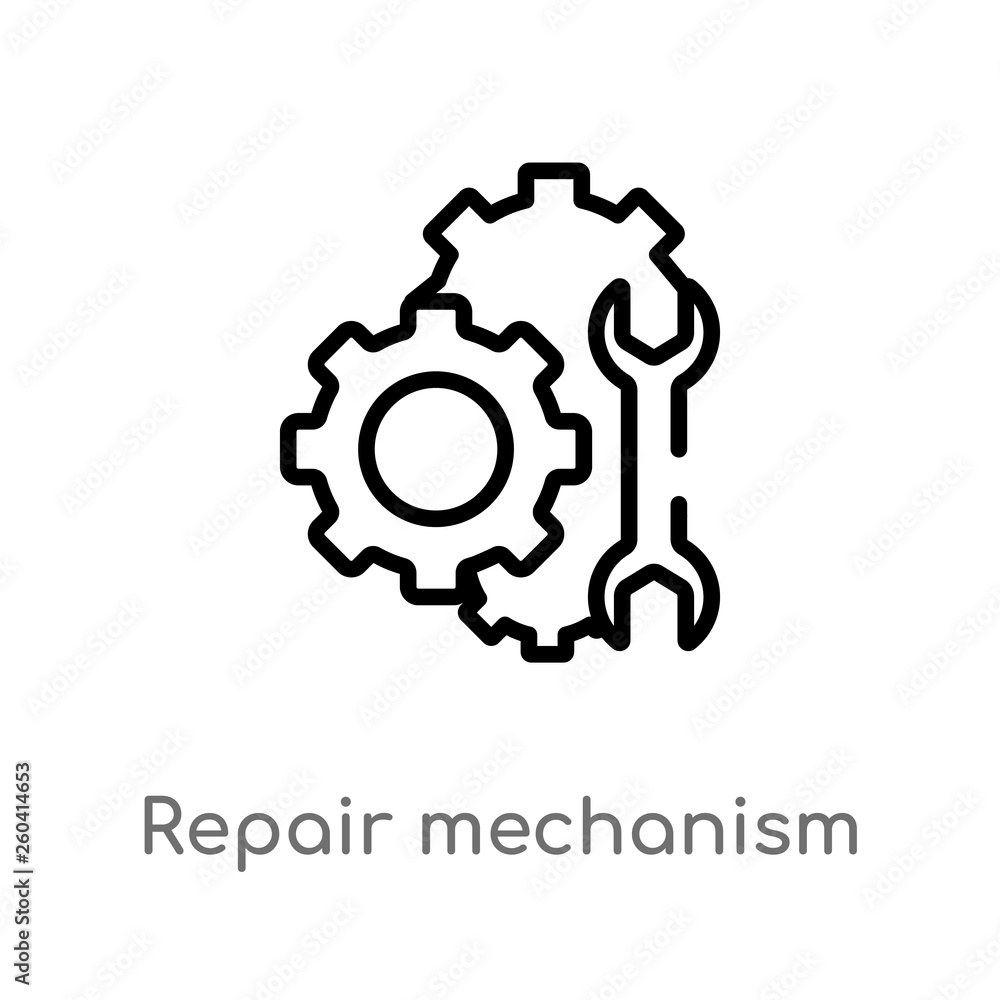 Poster outline repair mechanism vector icon. isolated black simple line element illustration from mechanico