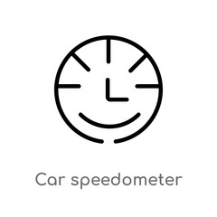 outline car speedometer vector icon. isolated black simple line element illustration from mechanicons concept. editable vector stroke car speedometer icon on white background