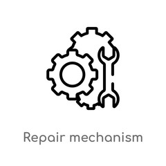 outline repair mechanism vector icon. isolated black simple line element illustration from mechanicons concept. editable vector stroke repair mechanism icon on white background