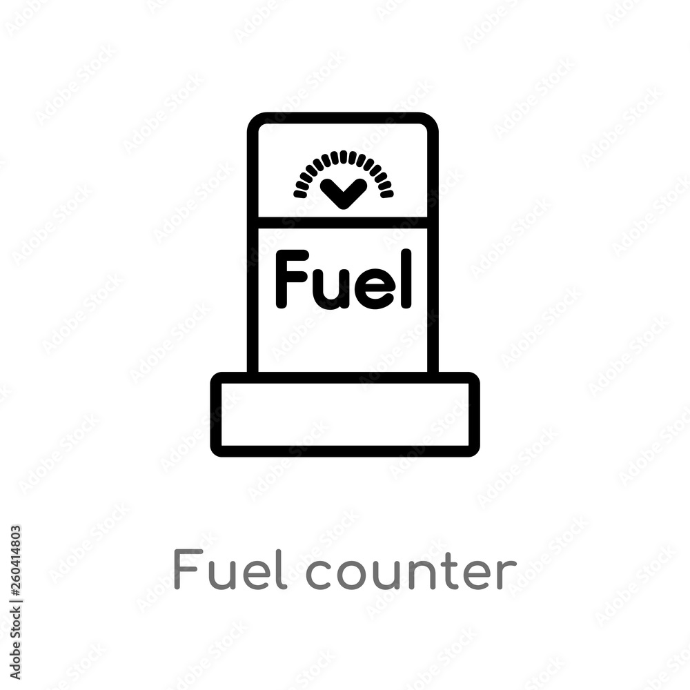Poster outline fuel counter vector icon. isolated black simple line element illustration from mechanicons c