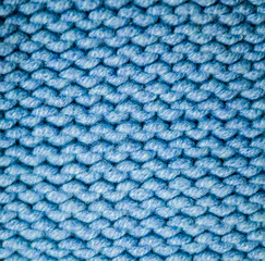 blue fabric woolen yarn texture. background, craftsmanship.