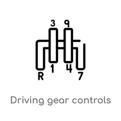 outline driving gear controls vector icon. isolated black simple line element illustration from mechanicons concept. editable vector stroke driving gear controls icon on white background