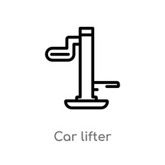 outline car lifter vector icon. isolated black simple line element illustration from mechanicons concept. editable vector stroke car lifter icon on white background