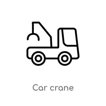 outline car crane vector icon. isolated black simple line element illustration from mechanicons concept. editable vector stroke car crane icon on white background