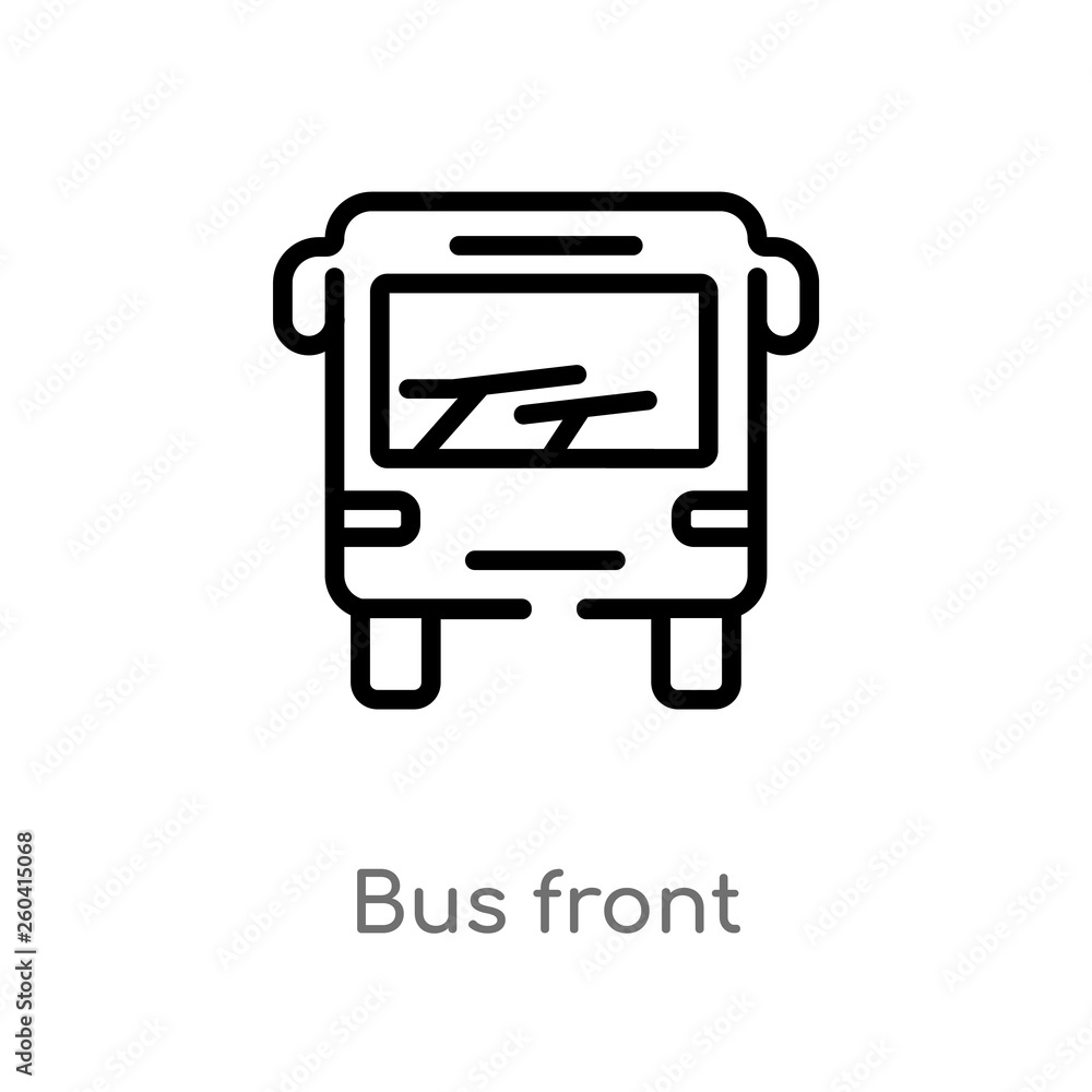 Poster outline bus front vector icon. isolated black simple line element illustration from mechanicons conc