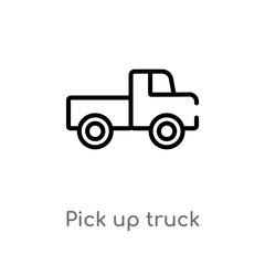 outline pick up truck vector icon. isolated black simple line element illustration from mechanicons concept. editable vector stroke pick up truck icon on white background