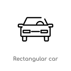 outline rectangular car vector icon. isolated black simple line element illustration from mechanicons concept. editable vector stroke rectangular car icon on white background