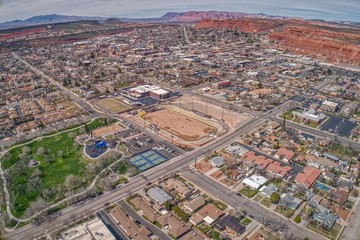 Aerial View of the Town of St. George in Southwest Utah