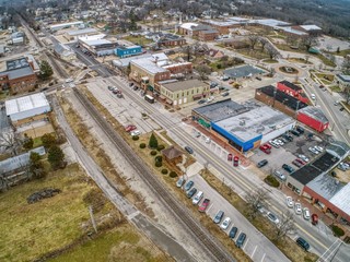 Aerial View of the small Town of Sullivan, Missouri off the Interstate