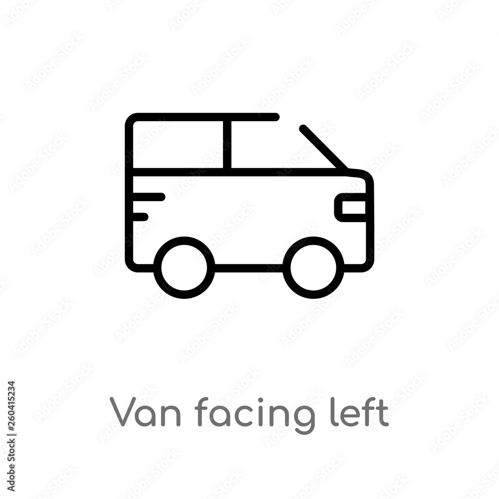 Poster outline van facing left vector icon. isolated black simple line element illustration from mechanicon