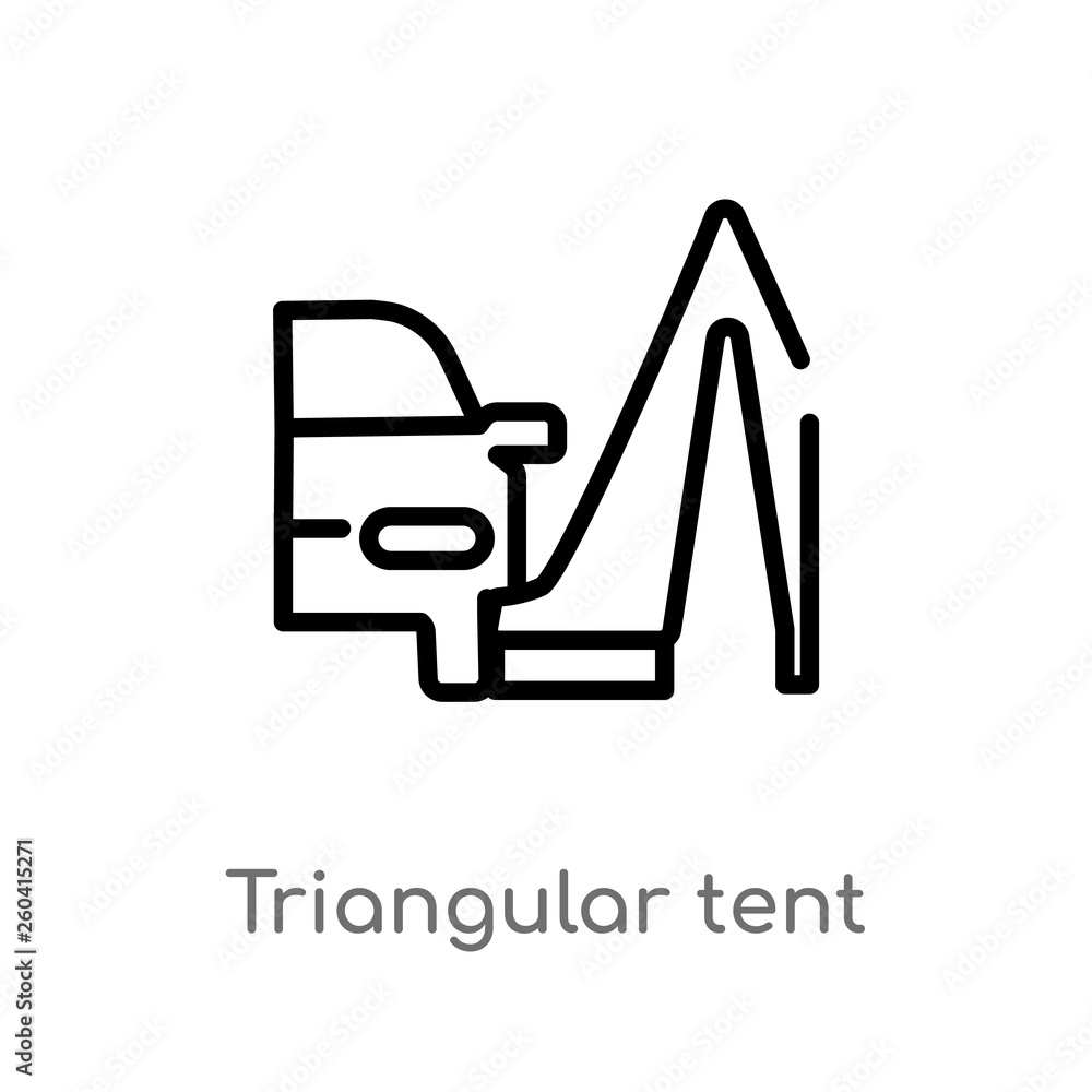 Poster outline triangular tent vector icon. isolated black simple line element illustration from mechanicon