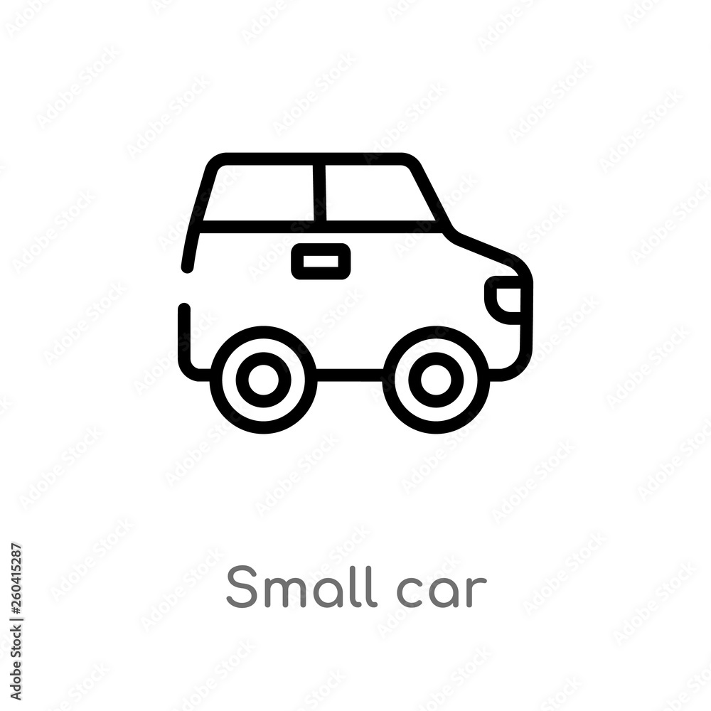 Poster outline small car vector icon. isolated black simple line element illustration from mechanicons conc