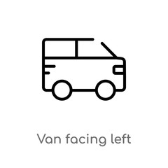 outline van facing left vector icon. isolated black simple line element illustration from mechanicons concept. editable vector stroke van facing left icon on white background