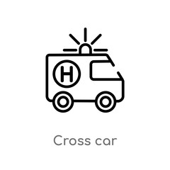 outline cross car vector icon. isolated black simple line element illustration from mechanicons concept. editable vector stroke cross car icon on white background