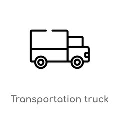 outline transportation truck vector icon. isolated black simple line element illustration from mechanicons concept. editable vector stroke transportation truck icon on white background