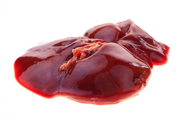 Chicken liver on a white background