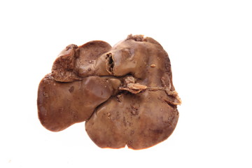 Chicken liver on a white background