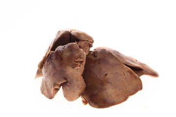 Chicken liver on a white background