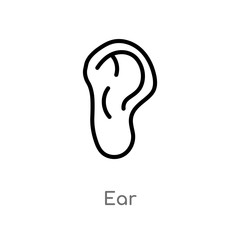 outline ear vector icon. isolated black simple line element illustration from medical concept. editable vector stroke ear icon on white background