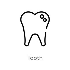 outline tooth vector icon. isolated black simple line element illustration from medical concept. editable vector stroke tooth icon on white background