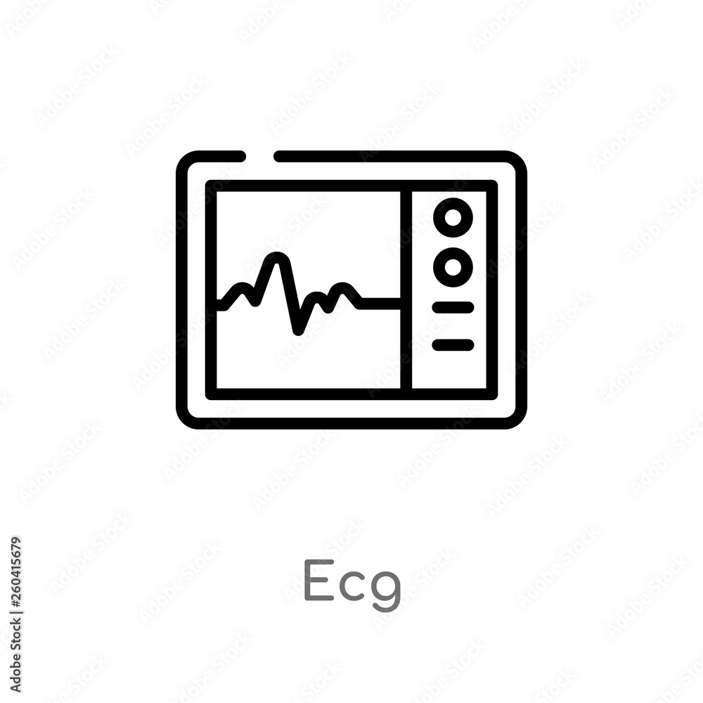 Poster outline ecg vector icon. isolated black simple line element illustration from medical concept. edita
