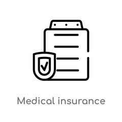 outline medical insurance vector icon. isolated black simple line element illustration from medical concept. editable vector stroke medical insurance icon on white background