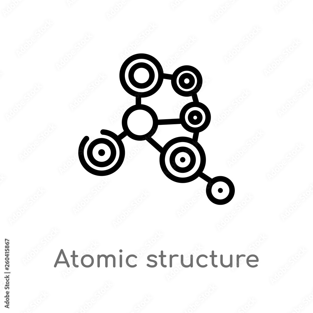 Poster outline atomic structure vector icon. isolated black simple line element illustration from medical c