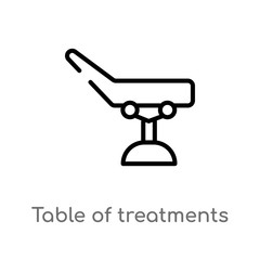 outline table of treatments vector icon. isolated black simple line element illustration from medical concept. editable vector stroke table of treatments icon on white background