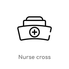 outline nurse cross vector icon. isolated black simple line element illustration from medical concept. editable vector stroke nurse cross icon on white background