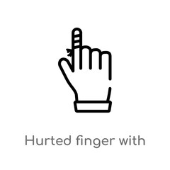 outline hurted finger with bandage vector icon. isolated black simple line element illustration from medical concept. editable vector stroke hurted finger with bandage icon on white background