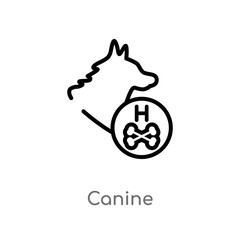 outline canine vector icon. isolated black simple line element illustration from medical concept. editable vector stroke canine icon on white background