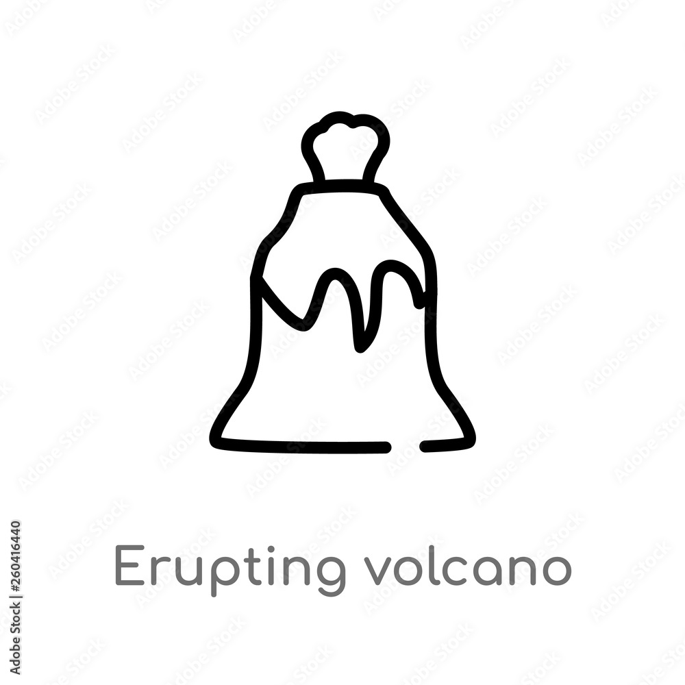 Poster outline erupting volcano vector icon. isolated black simple line element illustration from meteorolo