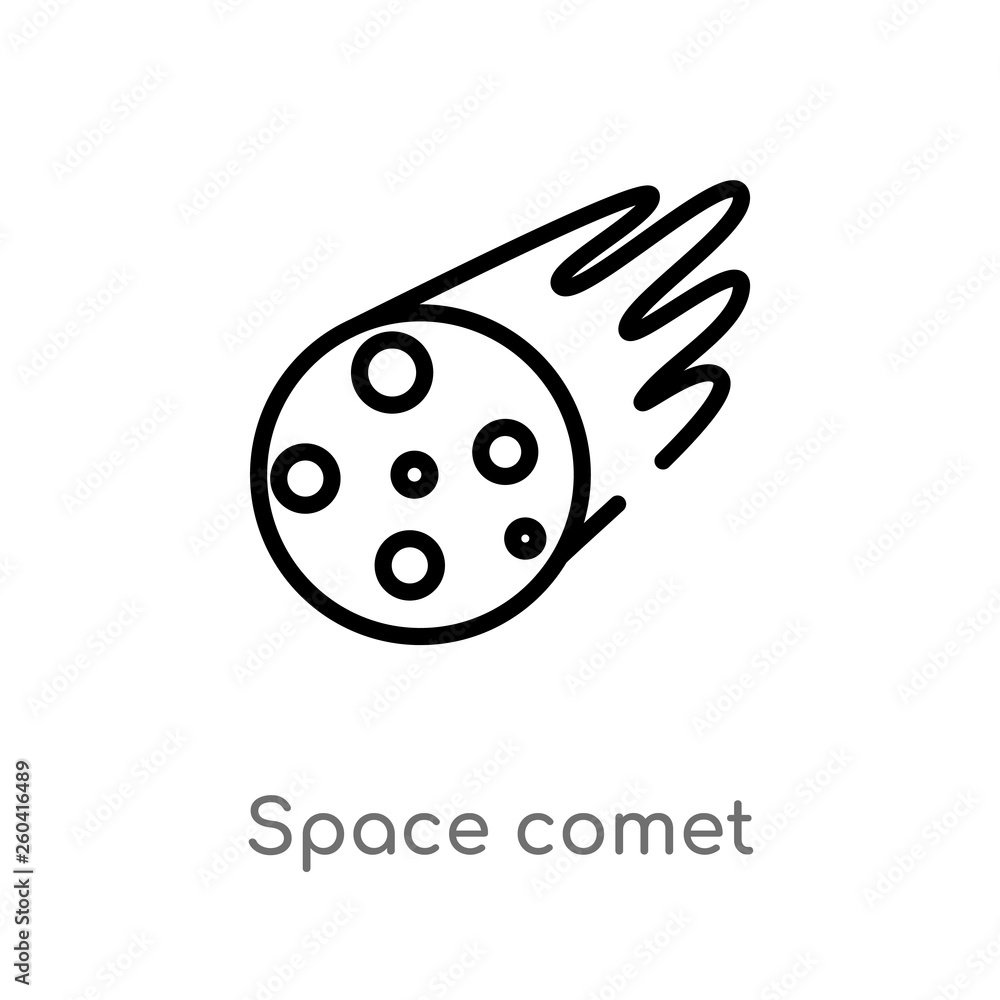 Poster outline space comet vector icon. isolated black simple line element illustration from meteorology co