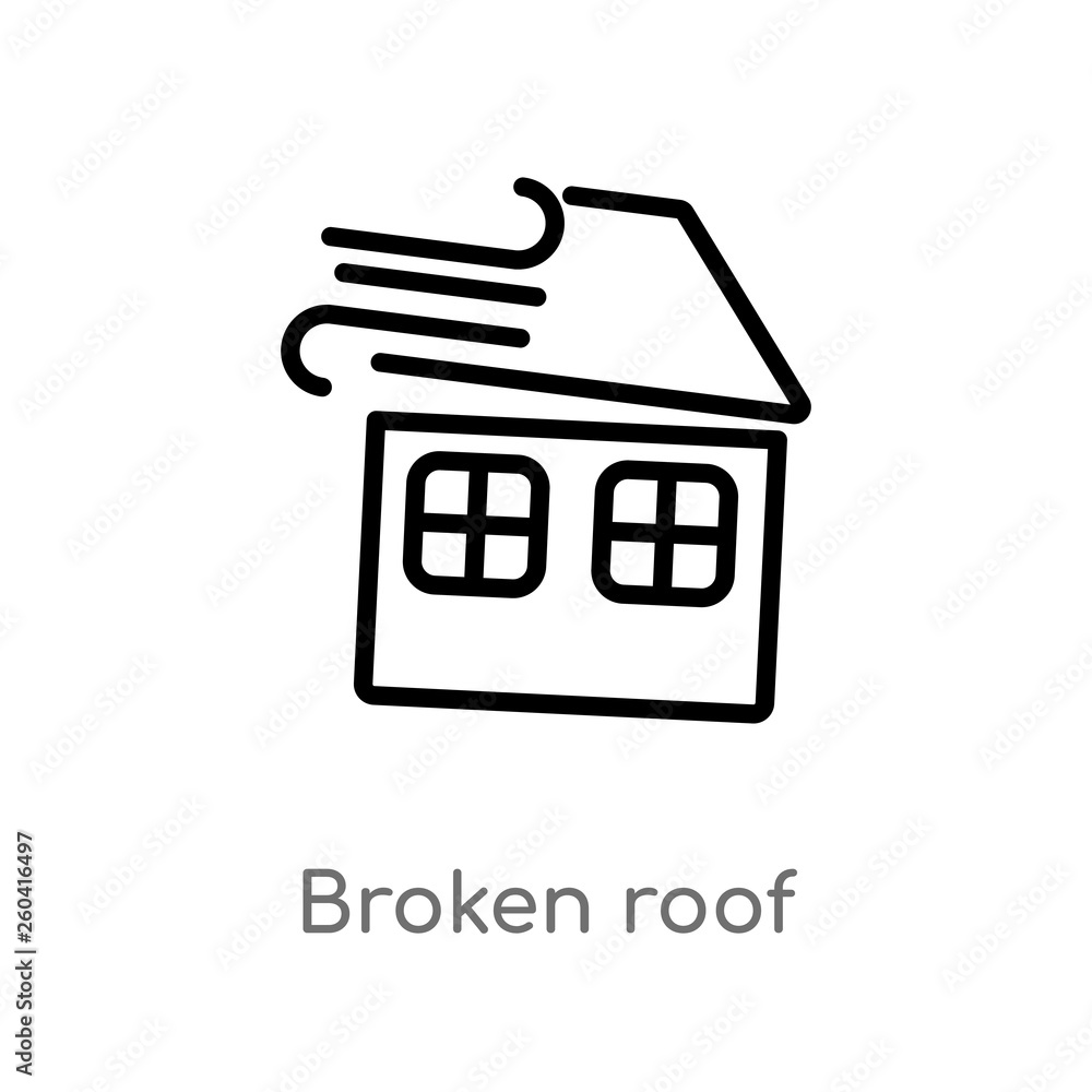 Poster outline broken roof vector icon. isolated black simple line element illustration from meteorology co