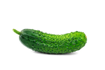 Beautiful fresh green cucumber isolated on white background.