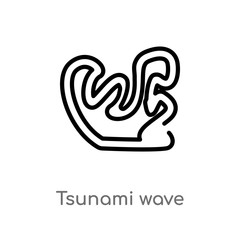 outline tsunami wave vector icon. isolated black simple line element illustration from meteorology concept. editable vector stroke tsunami wave icon on white background